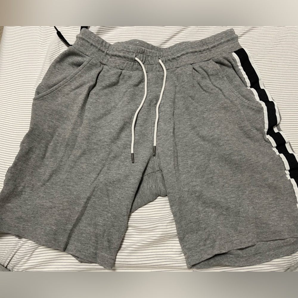 Grey Shorts with Black and White Stripe!